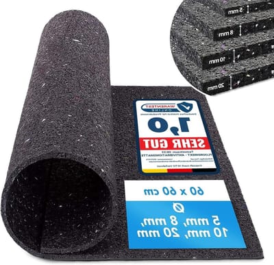 Vibratie dempende mat - Antislip onderlegger - Apparaten stabiliseren - Gemaakt van gerecycled rubber - 200 x 62.5 cm - Zwart