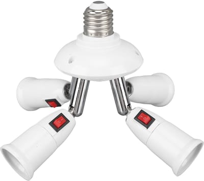 SolidChoice - Licht Splitter Socket - 4-in-1 Adapter - 360° Rotatie - 180° Buigfunctie - E26/E27 - Handig voor verlichting - Wit