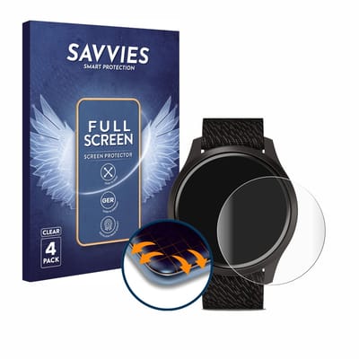 Savvies - Screenprotector voor Garmin vivomove Style (42 mm) - Folie Beschermfolie transparant volledig dekking 4 Stuks