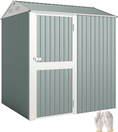 Outsunny Tuinopslag Schuur-Verzinkt staal-209L x 177B x 236H cm-Lichtgrijs