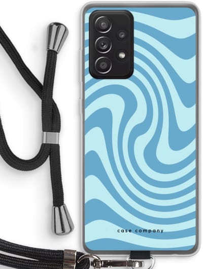 Case Company® - Hoesje met koord geschikt voor Samsung Galaxy A52s 5G hoesje met Koord - Swirl Blauw - Telefoonhoesje met Zwart Koord - Bescherming aan alle Kanten en Over de Schermrand