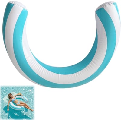 Opblaasbare zwemband - zwembadmatras - zwembadspeelgoed - gebogen zwemring - zwemband - opblaasbare ligstoel - zwemring - geschikt voor zwembaden, stranden en wateractiviteiten - blauw - 75*54 cm