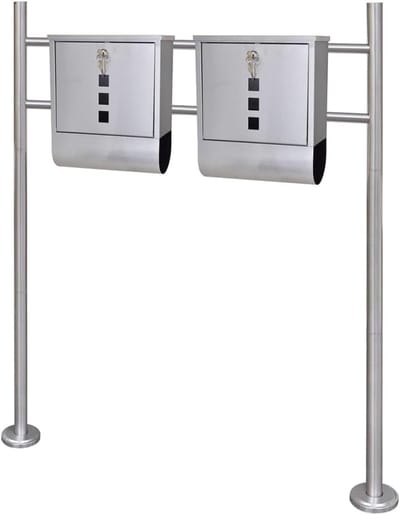 Dubbele Brievenbus - Postbus Set - Veilig Post Ontvangen - Met Krantenhouder - 31x10.5x33.5cm - Roestvrij Staal