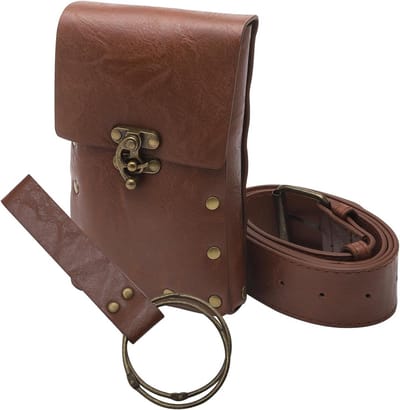 Medieval Riem en Tas voor Vrouwen - Leer Accessoires voor Renaissance Cosplay in Bruin - Historische Kostuumaccessoires