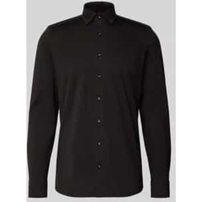 OLYMP Level 5 24/Seven body fit overhemd - zwart tricot - Strijkvriendelijk - Boordmaat: 38