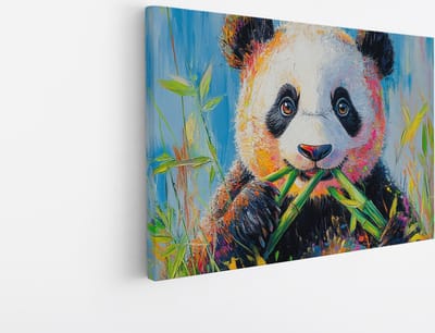 Saammp Canvas Schilderij - Kleurrijke Pandabeer - Natuur - Dieren - 45x30 - Foto op canvas - Wanddecoratie - Muurdecoratie Woonkamer - Slaapkamer decoratie - Canvas Print