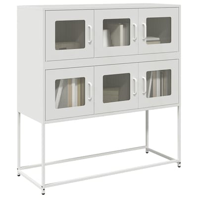vidaXL - Dressoir - 100,5x39x107 - cm - koudgewalst - staal - wit
