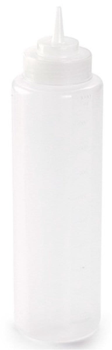 Plasticforte Doseerfles/sausfles - kunststof - transparant - met schenktuit - 1000 ml - 22 cm