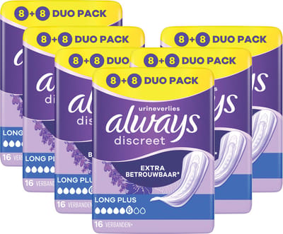 Always Discreet Verband Voor Urineverlies Dames Long Plus - 6 x 16 Verbanden