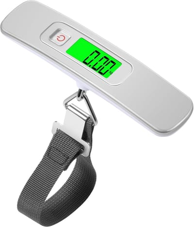 Elektronische bagageweegschaal, draagbare weegschaal, reiskoffer, tarrafunctie max. 50 kg/110 lb, voor reizen, wit
