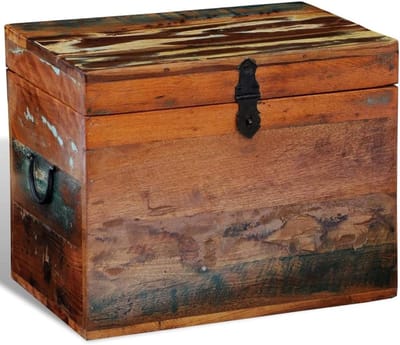 Houten Opbergdoos - Tuinkast Buiten - Spullen Opbergen - Gerecycled Hout - Antieke Stijl - Natuurlijk