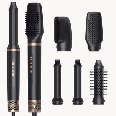 1400W - Airstyler - Krultang 5 in 1 - Multistyler - Föhnborstel - Hairwrap - Krulborstel - Kort & Lang Haar - Heteluchtborstel - Zwart/Goud