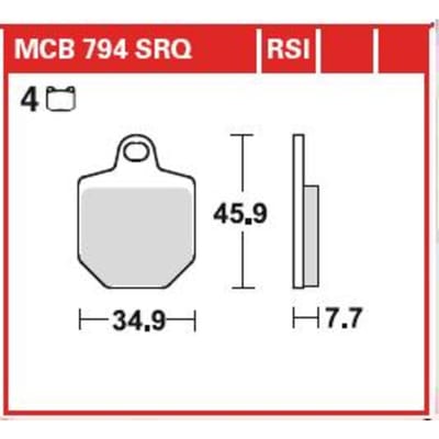 Remblokset TRW MCB794RSI zonder typegoedkeuring