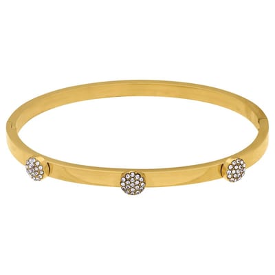Lucardi - Dames Stainless steel bangle met kristal voor dames - Armband - Staal - Goudkleurig
