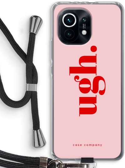 Case Company® - Hoesje met koord geschikt voor Xiaomi Mi 11 hoesje met Koord - Ugh - Telefoonhoesje met Zwart Koord - Bescherming aan alle Kanten en Over de Schermrand