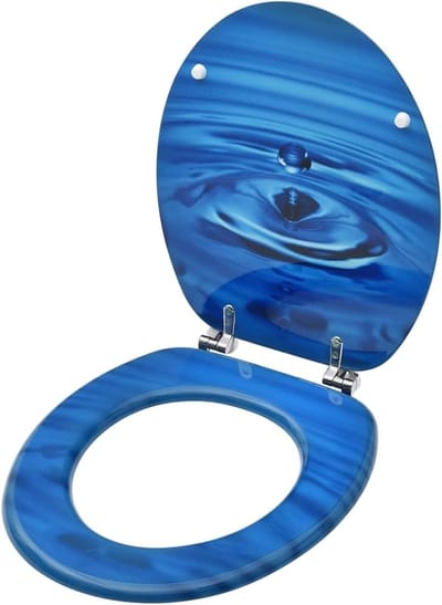 Toiletbril met Deksel - WC-bril - Badkamer Opfrissen - Waterdruppel Design - 12-20 cm Verstelbaar - Blauw