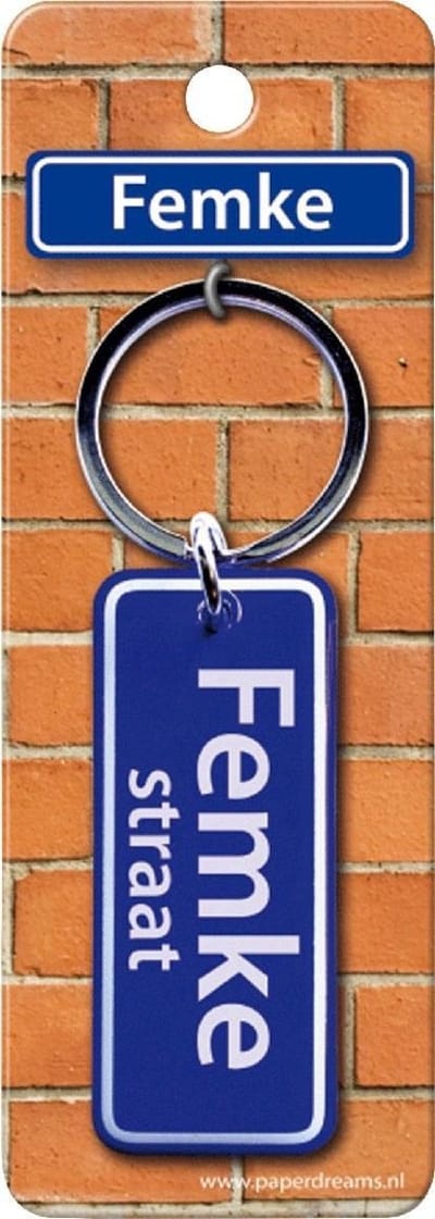 Paper Dreams Sleutelhanger Straatnaam Femke 9 Cm Staal Blauw