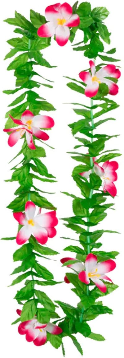 Boland Hawaii krans/slinger - Tropische kleuren mix groen/roze - Bloemen hals slingers - Party verkleed accessoires