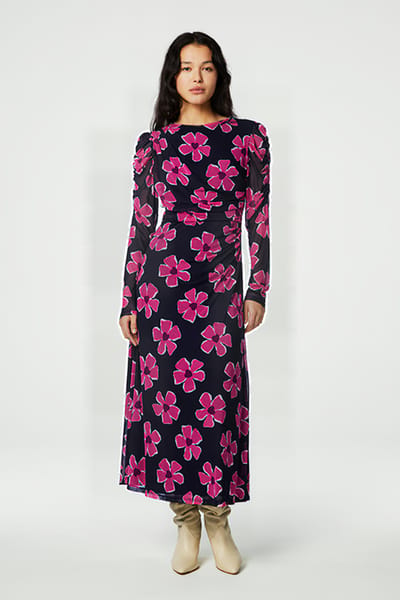 Fabienne Chapot Bella Dress Lollipop Pink/black Maat: XS | Midi Jurken Outlet | Dames | Zwart