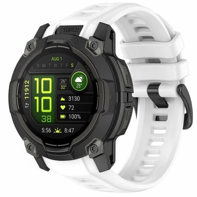 Siliconen bandje - geschikt voor Garmin Instinct 3 Amoled / Solar 45mm - gespsluiting - wit