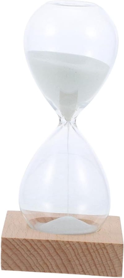 Zandloper Timer - Zandklok Tijdklok - Geduld Oefenen - Transparant Glasontwerp - 20 x 8 cm - Wit