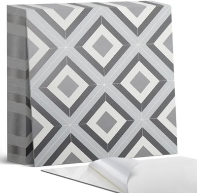 Coloray Plaktegels - Geometrisch ruitpatroon Zelfklevende Tegels - 20 cm x 20 cm - Grijs Plaktegels - 20 stuks - Vierkant PVC Tegels - Plaktegels Badkamer - Plaktegels Vloer - Vinyl Tegels Zelfklevend - Wandtegel Zelfklevend