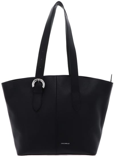 COCCINELLE Leren schoudertas shopper Fern Handbag Grained Leather Noir zwart