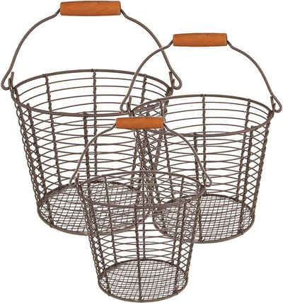 Clayre & Eef Mand set van 3 Ø 21 Ø 18 Ø 15 cm Bruin IJzer