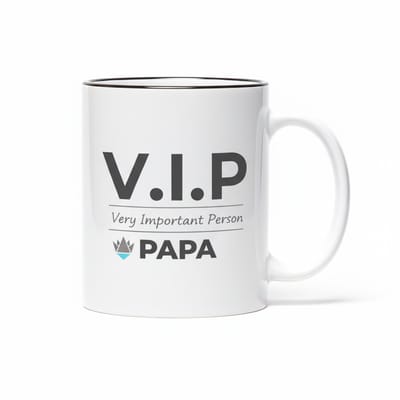 VIP Papa Mok – Very Important Person Vader Beker – Vaderwaardering Cadeau Koffiemok 330 ml