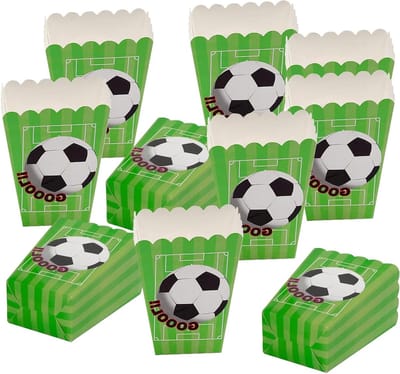 24 Stuks Voetbal Popcorn Dozen - Papieren Snoepdozen voor Feestjes, Verjaardagen en Voetbalthema's - Ideaal voor Snacks en Traktaties