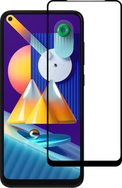 Smartphonica Screenprotector Geschikt voor Samsung Galaxy M11 - Full Cover Tempered Glass with Round Edge - Gehard glas met Afgeronde Hoeken geschikt voor Samsung Galaxy M11