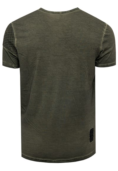 Olie-gewassen T-shirt met knoopsluiting