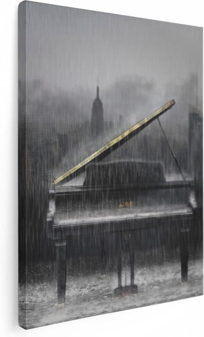 Artaza Canvas Schilderij Skyline New York - 30x40 cm - Klein - Wanddecoratie Muziek - Muurdecoratie Piano - Schilderijen Op Canvas