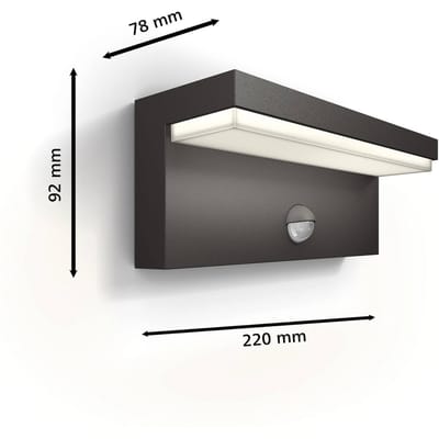 Philips LED Bustan 8720169257412 LED-buitenlamp met bewegingsmelder (wand) LED LED vast ingebouwd 3.8 W Antraciet