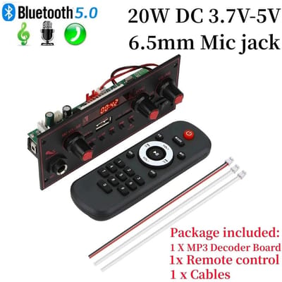 2*10W Versterker MP3 Decoder Board DC 5V Bluetooth 5.0 Audio Muziekspeler Ondersteuning 6.5mm Microfoon FM Radio TF USB Opnamemodule Autoluidsprekers black