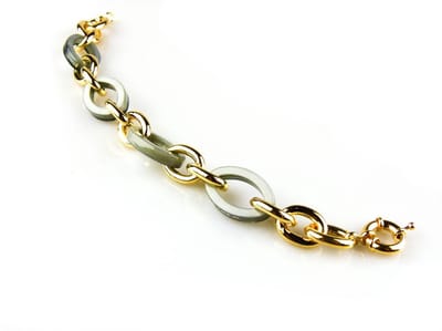 model Marilyn Monroe armband in brons goudkleurige schakels met grijs groene resin