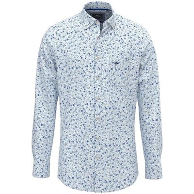 Fynch-Hatton Overhemd Mini Flower Pattern Splashy Ocean / male