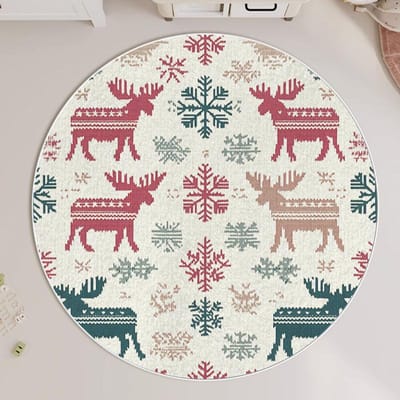 Kerst Rond Tapijt Sfeer Wasbaar Vuilafstotend Volledig Spreid Sofa Salontafel Deken Kerstboom Feestelijke Decoratie Mat 80 * 80CM crystal cashmere
