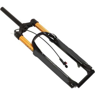 Fourche avant de VTT 27,5 pouces Alliage d'aluminium Tube droit Commande par câble Amortisseur Fourche à suspension pour le cyclisme black
