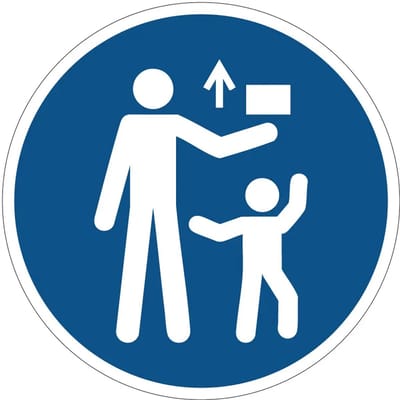 Buiten bereik van kinderen houden gebodsbord - M055 | gecoat dibond materiaal | 10 cm