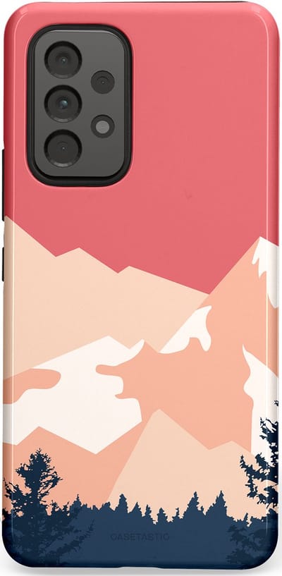 Casetastic hoesje geschikt voor Samsung Galaxy A53 (2022) 5G - Dubbellaagse bescherming - Bergen bij stille toppen - Fashion Case - Koraal Donkergrijs Zand Perzik