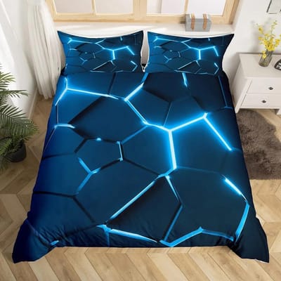 Geometrisch Dekbedovertrek Multicolor Honingraat Zeshoek Beddengoedset Geometrisch Thema Metalen Textuur Gestroomlijnd Polyester Quilt Overtrek 70x133cm 2pcs