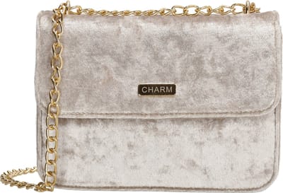 Charm London Velvet Schoudertas - Crème