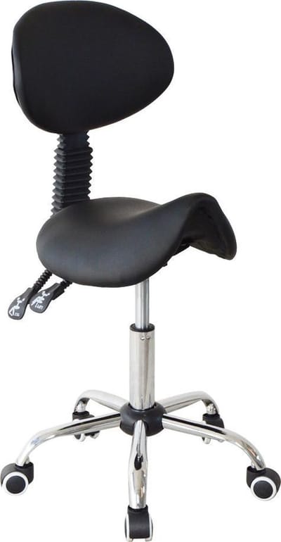 Zadelkruk rugleuning ergonomisch kantelbaar - kapperskruk - tabouret - hoogte verstelbaar