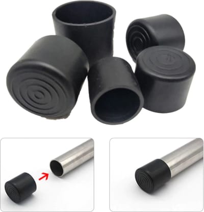 FSW-Products - 4x Rubberen Stoelpootdoppen voor Ronde Stoelpoot Ø6 mm - Omsteekdoppen - Zwart