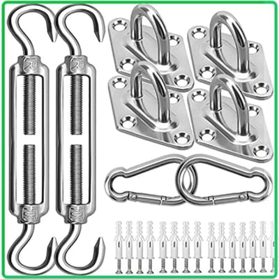 Zware Zonnescherm Zeilbevestiging Kit, 304 Rvs Zonnescherm Zeil Hardware Kit, 40 Stks Installatie Hardware Accessoires Kit, Luifel Attachment Set voor Tuin Driehoek en Vierkant