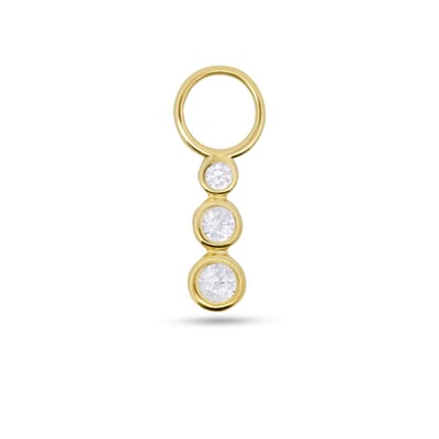 New Bling - 9NBG-O145 - 14K goud – Oorbelhanger - per stuk – 3 Cirkels – Zirkonia