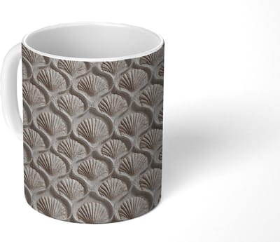 Mok - Koffiemok - Zand - Schelpenvorm - Grijs - Mokken - 350 ML - Beker - Koffiemokken - Theemok