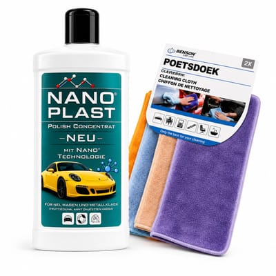 Car polish | 500ml - Nano Plast - Autopolish | Poetsdoek 2 delig - Polijstmiddel | Polijstpasta | Krasvrije autolak met diepe glans | auto | boot | brommer
