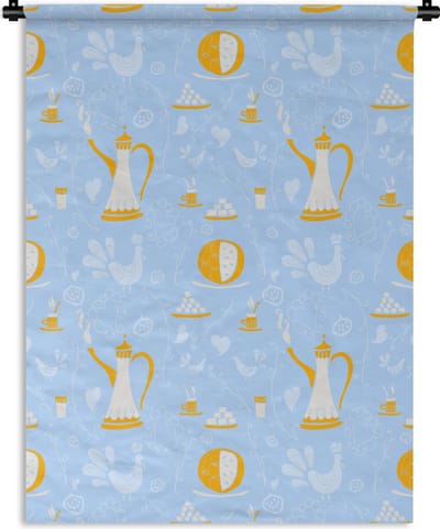 Wandkleed - Wanddoek - Patronen - High tea - Thee - 90x120 cm - Wandtapijt